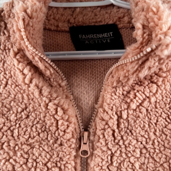 Salmon pink women’s Fuzzy Fleece vest casual warm zip up jacket - Picture 3 of 6